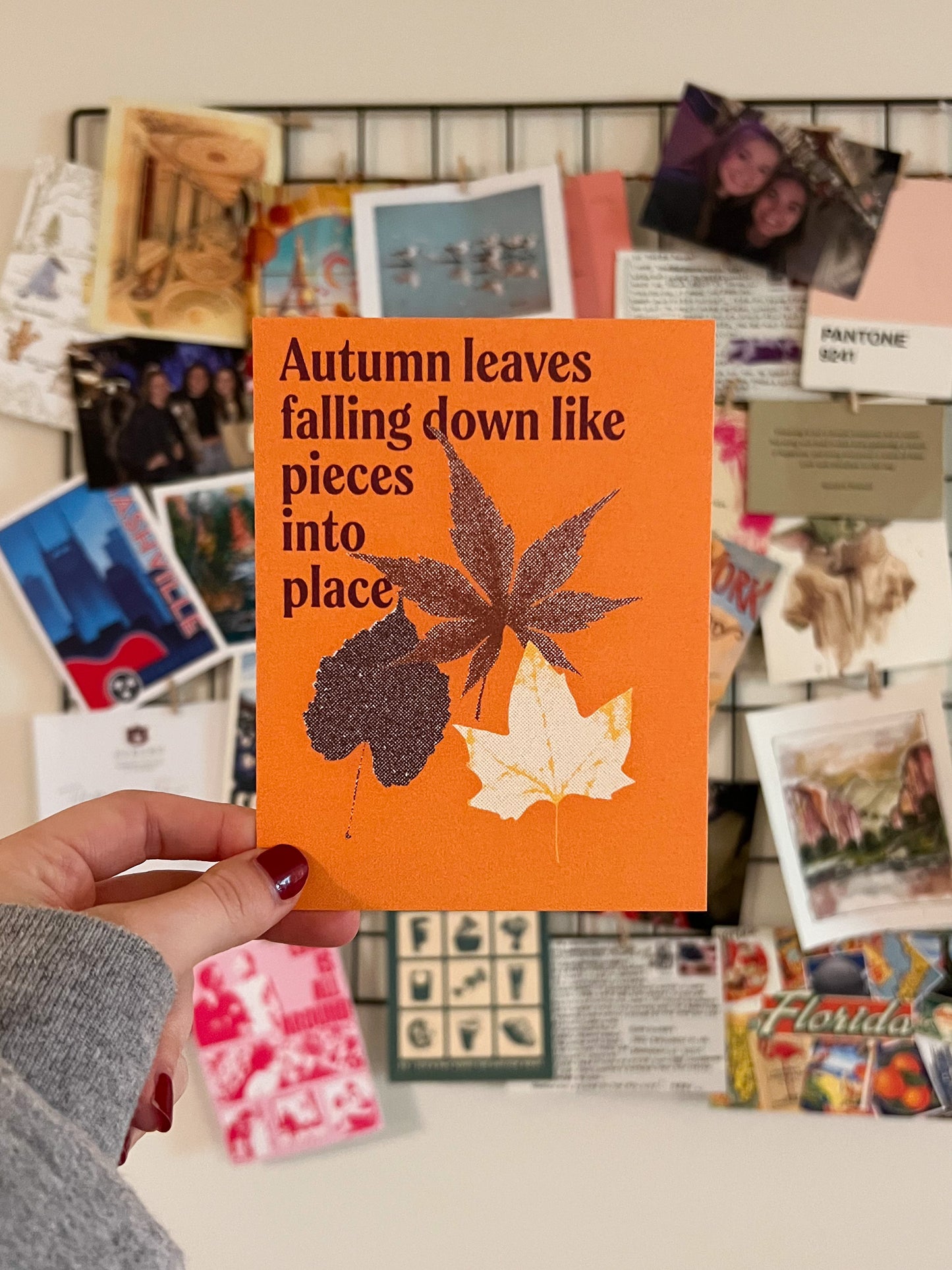 Autumn Leaves Falling Down Postcard